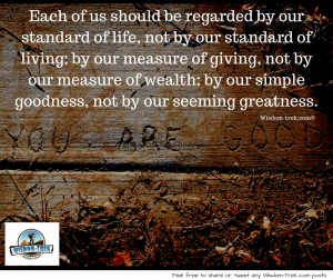 Each of us should be regarded by our simple goodness, not by our seeming greatness   